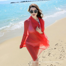 Gros Mode longue grande taille rouge plaine écharpe de plage sarong